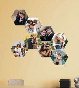 Kişiye Özel 8 Fotoğraflı Altıgen Mdf Tablo