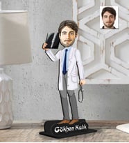 Kişiye Özel 2 Boyutlu Doktor Erkek Ahşap Biblo-2