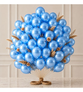 Mavi Renk Lateks Metalik Balon (30 cm) - 50 Adet