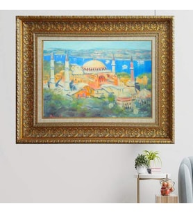 Gold Altın Kalın Çerçeveli Paspartulu Tablo vk1460