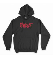 Kırmızı Slipknot Yazılı Siyah Kapşonlu Sweatshirt Hoddie