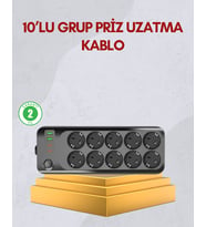 10 Prizli Uzatma Kablosu Termal Koruma USB Type-C Hızlı Şarj 2500W