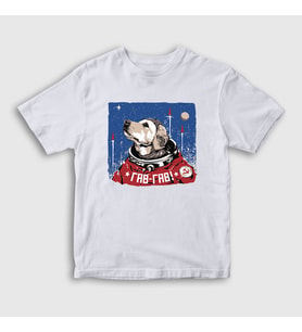 Presmono Unisex Çocuk Beyaz Gav Gav Astronaut Space Astronot Uzay T-Shirt 282389tt