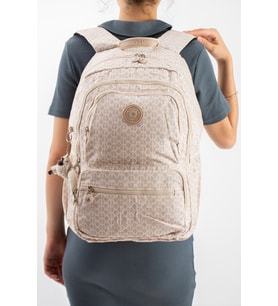 Ultra Hafif Geniş Hacimli Okul Seyahat Spor Sırt Çantası Desenli Krem Model: (571-2D)