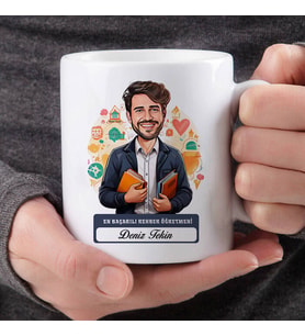 En Başarılı Erkek Rehber Öğretmenine Hediye Karikatürlü Bardak