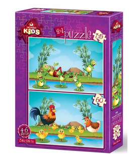 Art Kids Hayvanlar ve Yavruları 35+60 Parça 2'li Çocuk Puzzle
