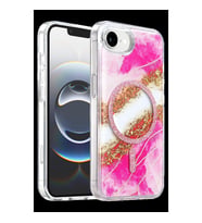 Onegif Apple İphone 17e Lotus Simli Magsafe Kapak - Pembe