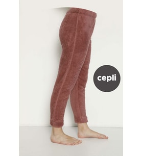 Cepli Lüx Pofuduk Polar Kışlık Pijama Altı pofcepli (Gül Kurusu)