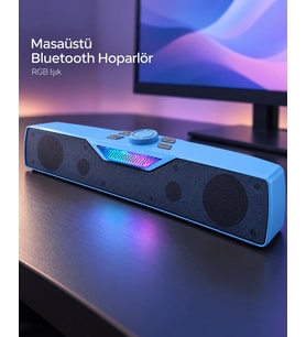RGB Işıklı Bluetooth 5.4 Masaüstü Soundbar Hoparlör USB ve TF Kart Destekli Mi