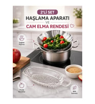 Bebekler için Ek Gıda Haşlama Aparatı ve Cam Elma Rendesi 2'li Set