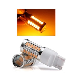 2 Adet T20 Led Ampul Mercekli 33 Ledli Çift Duy Turuncu