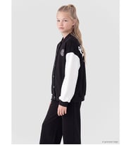 LCW Kids Siyah Baskılı Kız Çocuk Kolej Ceket
