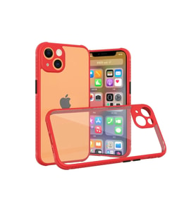 Newface Apple iPhone 13 Mini Kılıf Miami Şeffaf Silikon - Kırmızı