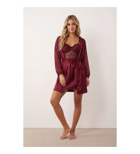 Pierre Cardin 6 Lı Saten Gecelik Çeyiz Takım Bordo