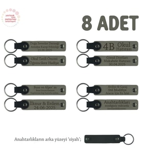 Kül Gri & Siyah, Stadyum Işıltısını Seven Taraftar Grupları İçin, İsim Yazılı 8' li Anahtarlık