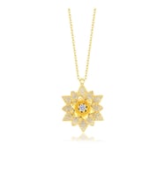 Gümüş Gold Beyaz Taşlı Lotus Çiçeği Kadın Kolye
