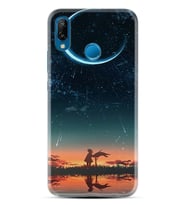 Huawei P20 Lite Mate 10 20 Lite Pro P40 Lite KılıfDesemli Silikon Ay ve Kız 1720