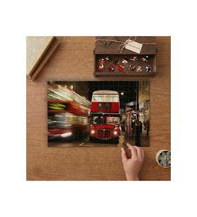 Londra Sokaklarındaki Otobüs Tasarımı 240 parça Ahşap Puzzle Ahşap Kutuda MP01215