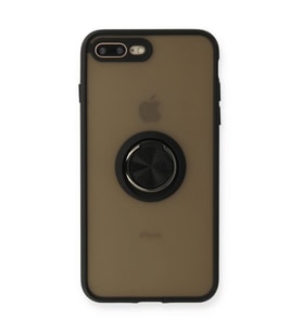 Apple İphone 7 Plus Kılıf Montreal Yüzüklü Silikon Kapak - Siyah