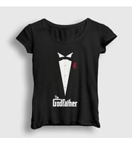 Presmono Kadın Siyah Tuxedo Film Baba The Godfather T-Shirt 252231tt