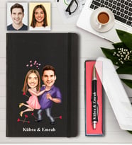 Kişiye Özel Sevgili Karikatürlü Defter ve Kalem