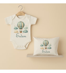 Pia Baby Premium %100 Pamuk İsme Özel Organik Baskılı Çıtçıtlı Bebek Body Ve Yastık Kılıfı 5050-19 (Ekru)