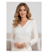 #pijamaTakımı Çeyizlik Likralı Esnek Kumaş Kaliteli Rahat Şık Ekru Penye Pijama Takımı