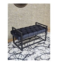 Siyah Boyalı Metal 80 cm Puf Bench - Antre Puf - Hol Bench - Puf - Oturak - Bench Füme Renk 90 x 45 Boyut/Ebat (Çok Renkli)
