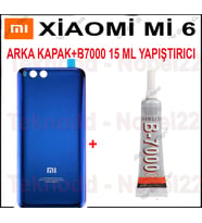 Xiaomi Mi 6 Arka Kapak Batarya Pil Kapağı CAM + B7000 15ml Yapıştırıcı (Mavi)