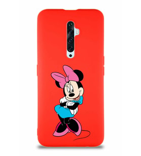 Oppo Reno 2Z Soft Premier Kapak Minnie Mouse-D Tasarımlı Silikon Kılıf - Kırmızı (Şeffaf)