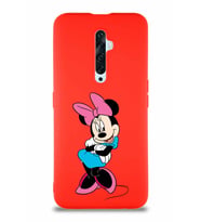 Oppo Reno 2Z Soft Premier Kapak Minnie Mouse-D Tasarımlı Silikon Kılıf - Kırmızı (Şeffaf)