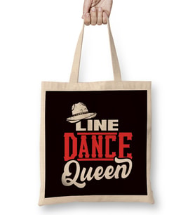 Line Dance Queen Line Dancer Cowgirl Western Country Music Bez Çanta Uzun Saplı