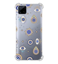 PrintiFy Oppo Realme C15 Uyumlu Nazar Boncuğu 5 Baskılı Şeffaf Köşe Korumalı Antişok Kılıf