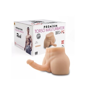 Premium Torso Masturbator Rock - anl Girişli 17 CM Yapay Penisli Erkek Realistik Yarım Vücut Manken