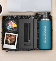 Kişiye Özel 500 ML Çelik Termos & Kişiye Özel Defter & Deri Kılıflı Touch Pen Kalem & Kişiye Özel Fotoğraf Çerçevesi