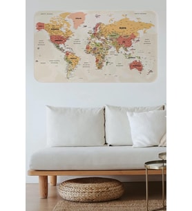 Türkçe Eğitici Ülke Ve Başkent Okyanus Detaylı Atlası  Dünya Haritası Duvar Sticker -60x105-3837