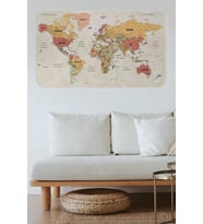 Türkçe Eğitici Ülke Ve Başkent Okyanus Detaylı Atlası  Dünya Haritası Duvar Sticker -60x105-3837