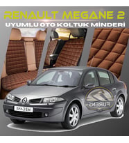 Renault Megane 2 Kahverengi Renk Tay Tüyü Cepli & Terletmez Sırtlı Oto Koltuk Minder Seti - Koltuk Koruma Kılıfı (ÖN & ARKA TAM SET)