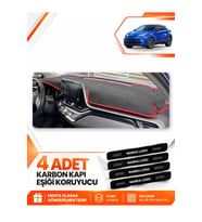 TOYOTA CHR (2016-2022) Uyumlu Ön Torpido Koruma Kılıfı Halısı - Siyah Kırmızı