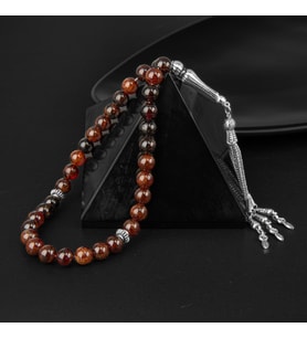 Bordo Granat Lal Doğal Taş Tesbih 33lük - 8mm (Çok Renkli)
