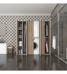 Kenzlife çamaşır-kurutma makinesi dolabı ve giysi dolabı suyuti sol crd 180*170*60  banyo (Beyaz)