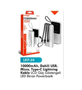 LKB36 10000 Mah1" Dahili 2x Usbkablolu Type C LED Gösterge Powerbank