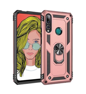 Huawei Y9 Prime 2019 Kılıf Metal For Car Yüzüklü Standlı Military Ring Serisi (Rose)
