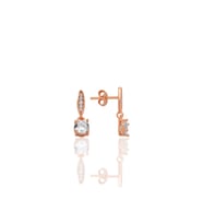 Gümüş rose zirkon taşlı sallantılı tektaş küpe SGTL12776ROSE