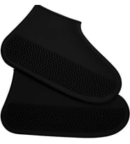 Unisex Su Geçirmez Silikon Ayakkabı Kılıfı, Kaymaz, Esnek, Dayanıklı, Yeniden Kullanılabilir Galoş, Yağmur ve Kar Koruyucu, Katlanabilir, Dış Mekan için Uygun, 35-41 Numara, 1 ÇİFT, Siyah (M)