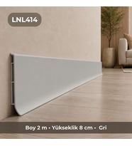 Linela Suya Dayanıklı Pvc Süpürgelik 8 cm - Gri - LNL414