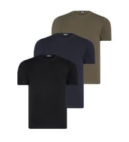 ÜÇLÜ SET T8569 DEWBERRY BİSİKLET YAKA ERKEK T-SHIRT-SİYAH-LACİVERT-HAKİ (Karışık)