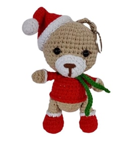 Yılbaşı Dilek Ayıcığı Amigurumi Organik Anahtarlık Oyuncak