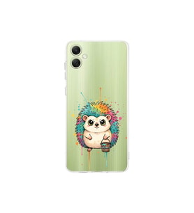 Samsung Galaxy A07 ile Uyumlu Splash Kirpi Tasarımlı Şeffaf Silikon Kılıf