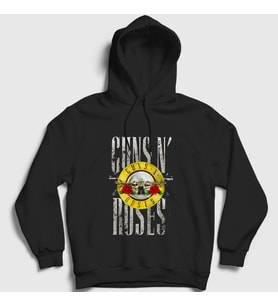 Presmono Unisex Siyah Bullet Guns N' Roses Kapüşonlu Sweatshirt 56416tt